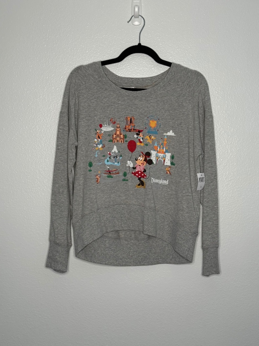 Disney Parks Disneyland Resort Minnie Mouse Attractions Gray Pullover Women’s XS